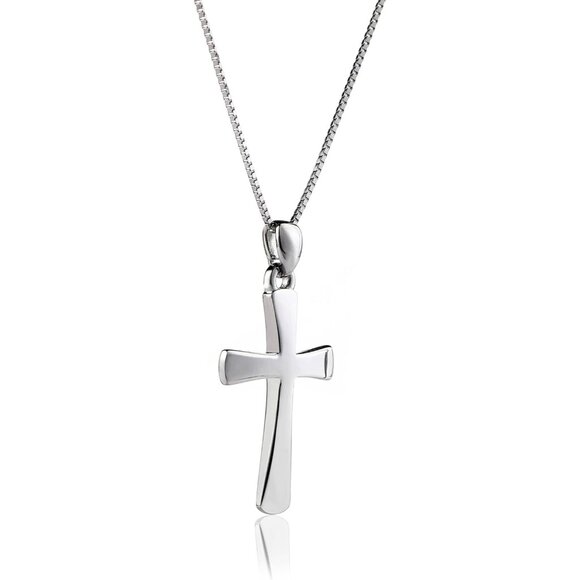Sterling Silver Cross Necklace 925 Women Gift Jewelry 18+2 Inch - Picture 2 of 8